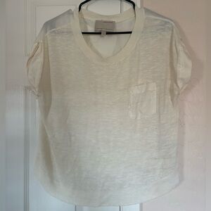 Banana Republic Heritage Collection Mixed Media Cream Short Sleeve Top
